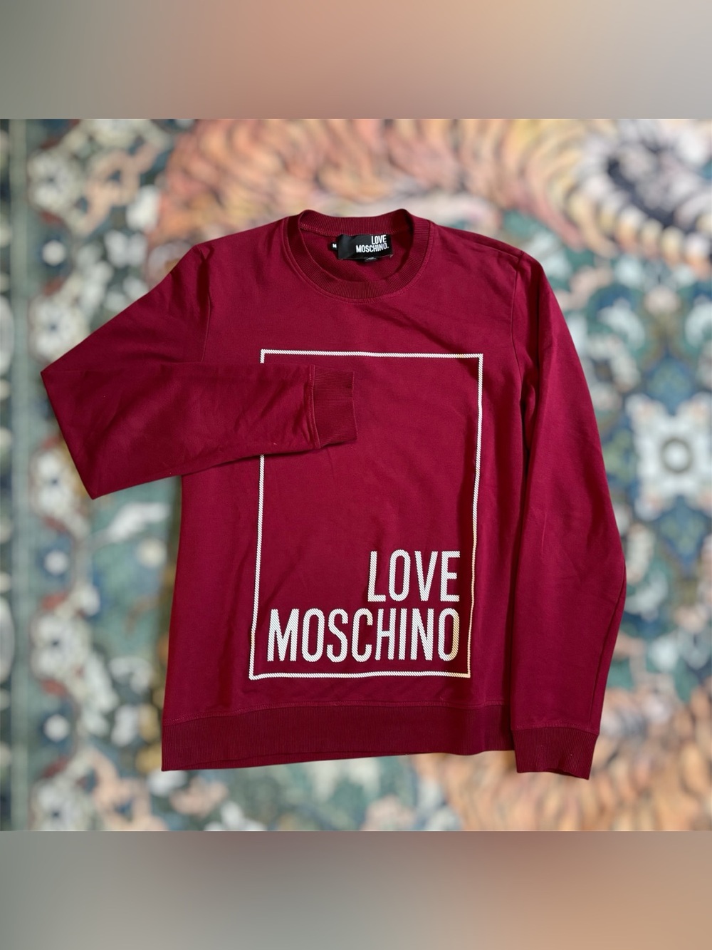 Love Moschino Fleece Pullover Sweatshirt Jumper Red Size Medium Fleece Graphic